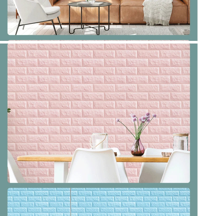 70cm*2m 3D Soft Foam Brick Wallpaper Roll Self Adhesive Decor