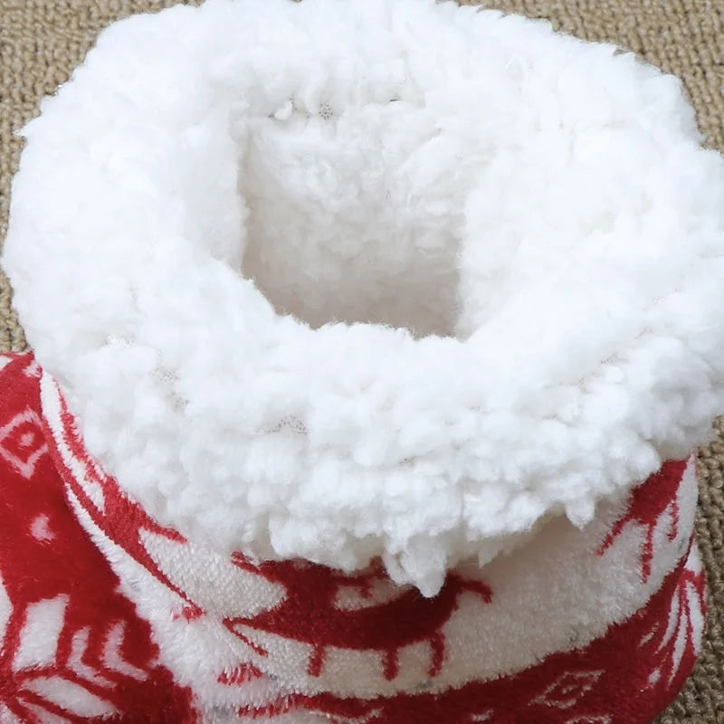 Winter Socks Shoes Woman Christmas Elk Slippers Warm Plush