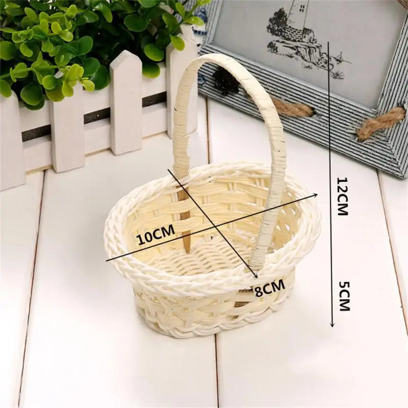 1PC Round Small Flower Storage Basket Hand-Woven Decorative Home Basket