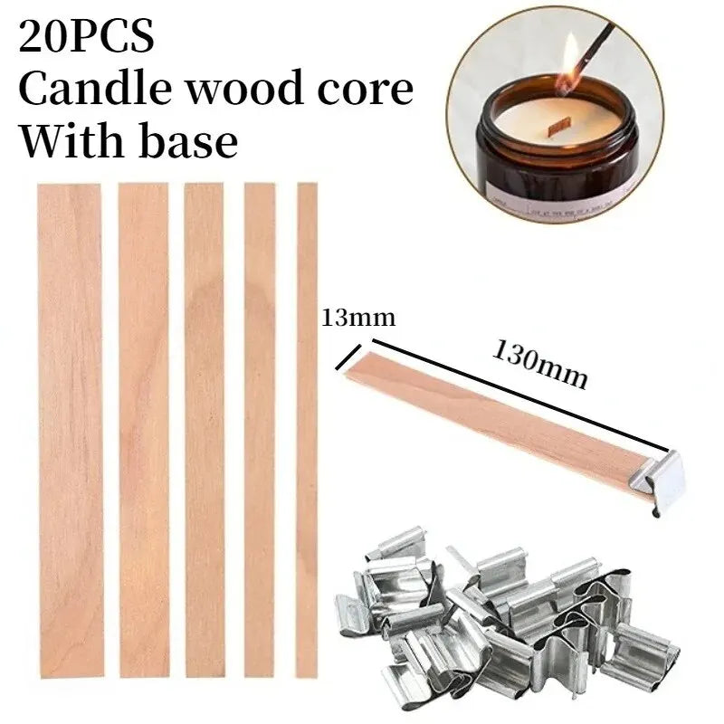 20pcs Wooden Candles Wick DIY Candle Making Kit Smokeless