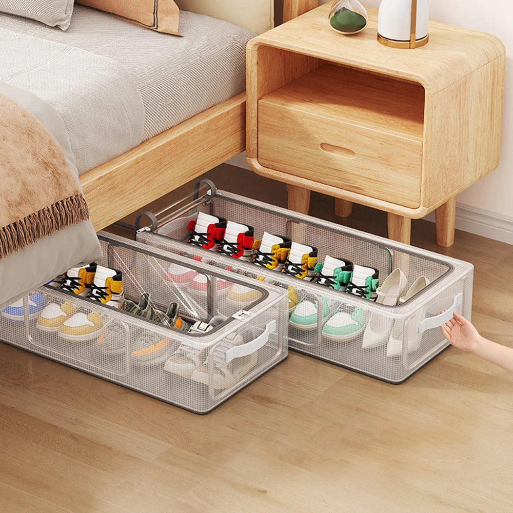 1PC Pvc Shoe Basket Bed Bottom Shoe Storage Box Dust-Proof Transparent Organizer