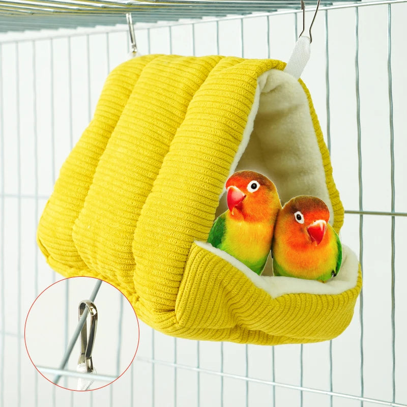Pet Bird Nest House Parrot Cages Warm Comfortable Hanging Winter Parrot Hammock Cave Heart Plush Nest Decoration Accessories