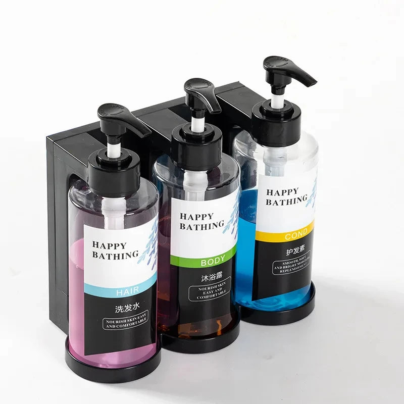 Wall Mounted Hotel Shampoo and Shower Gel Dispenser with Hand Sanitizer Box and Manual Soap Dispenser