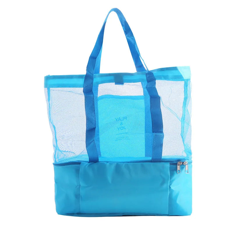 Beach & Picnic Mesh Cooler Bag – Transparent Double-Layer Insulated Tote for Women, Travel & Swim Gear