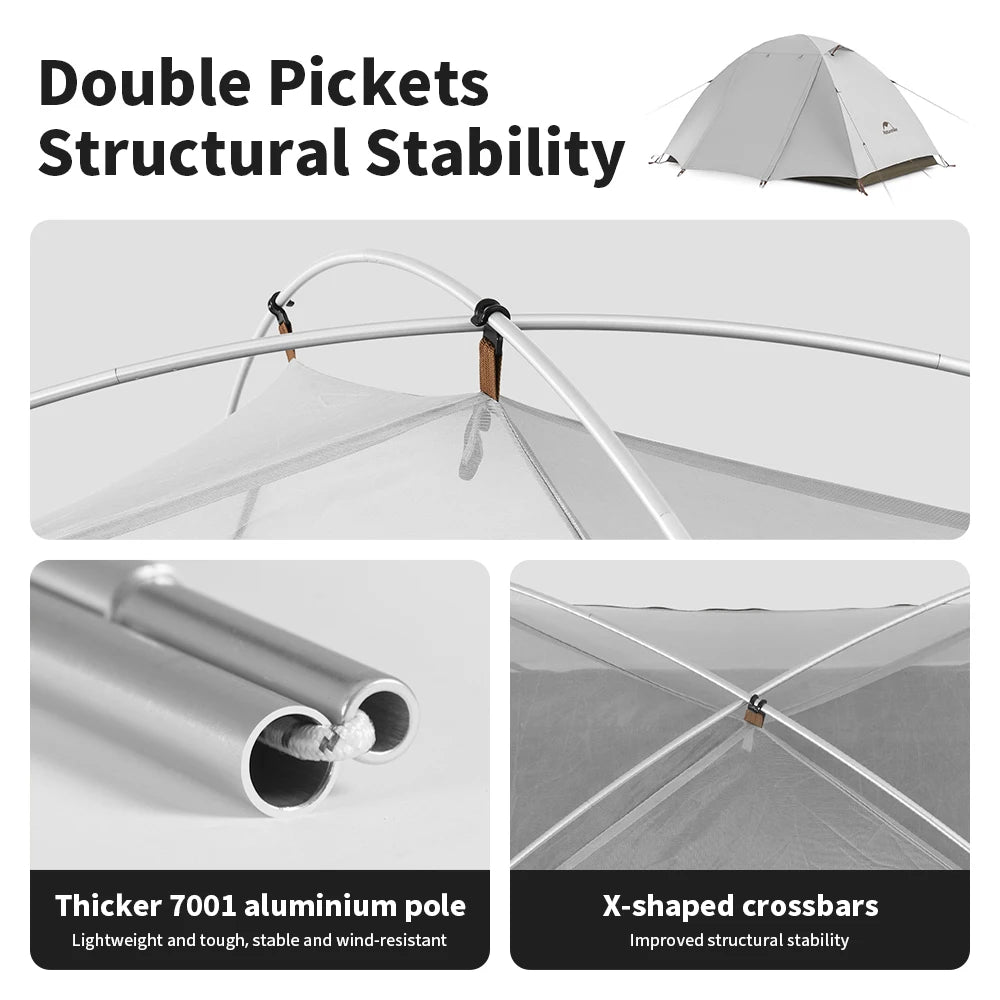 Naturehike Camping Tent 2-3 People Waterproof Ultralight UPF50+ Outdoor Shelter