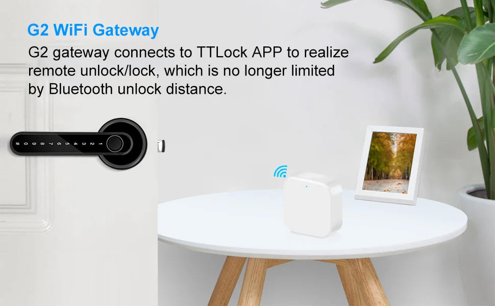 TTLOCK G2 WiFi Gateway Hub for Smart Door Lock Control with Remote Access and Voice Command Compatibility for Alexa and Google Home