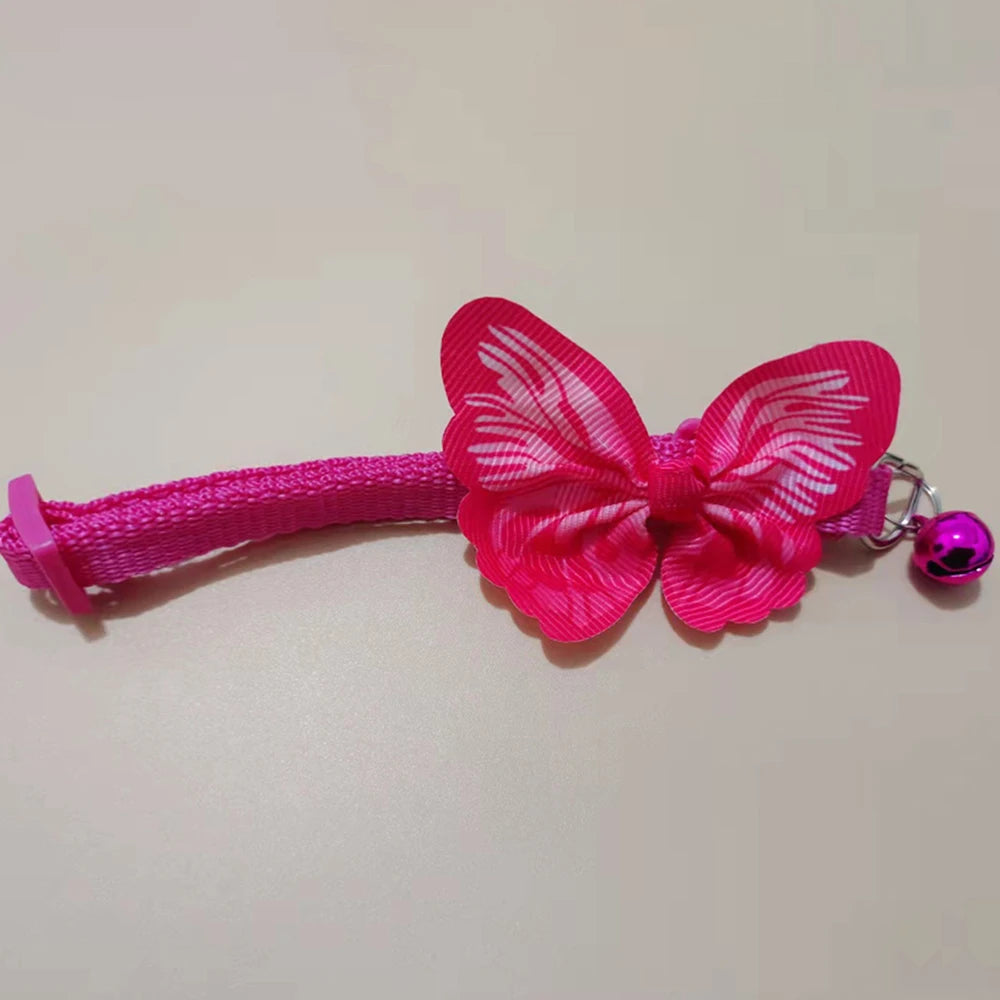 Adjustable Butterfly Bell Pet Collar - Multicolor Cute Design with Safe Lead Clasp for Cats & Small Dogs