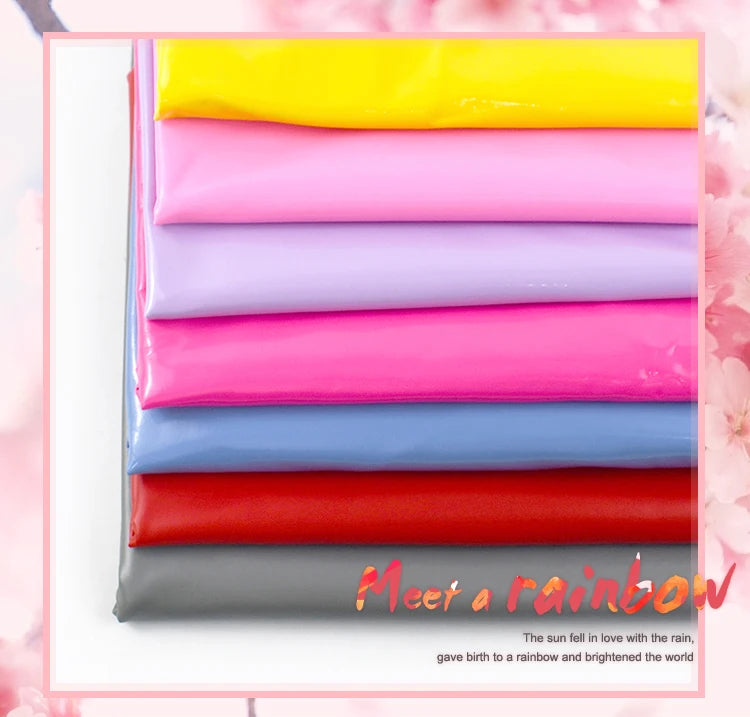 50x145cm Shiny Glossy Soft Leather Fabric Elastic Faux PU for DIY Sewing Dresses and Accessories