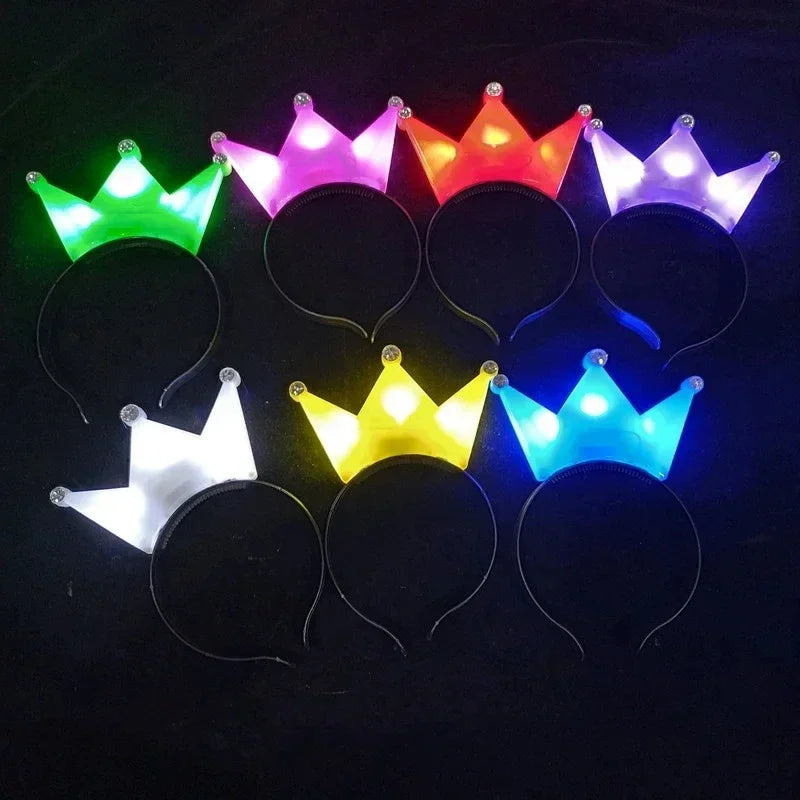 LED Princess Crown Headbands 6/12pcs Light Up Tiaras for Weddings and Parties Flashing Hair Hoops