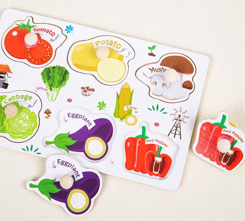 Wooden Puzzle Montessori Toys for Baby Early Learning 1-3 Years