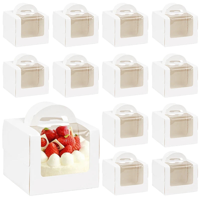5 or 10 Pack Window Cake Packaging Boxes Portable Paper Gift Boxes for Weddings Birthdays and Baby Showers