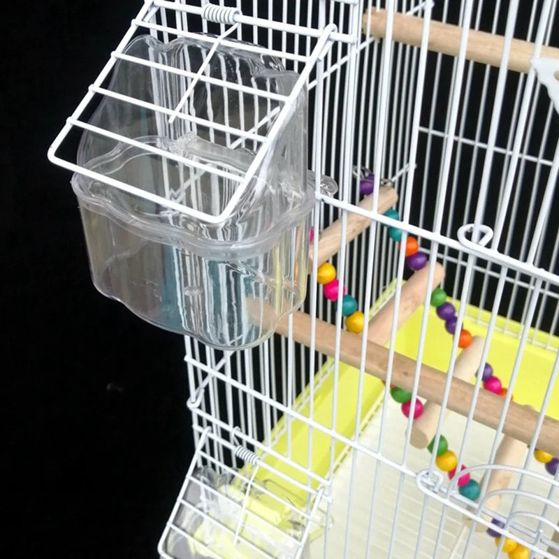2Pcs Parrot Feeder Large Capacity Water Bowl Transparent Bird Trough Pet Parrot Food Dispenser Parrot Cage Accessories