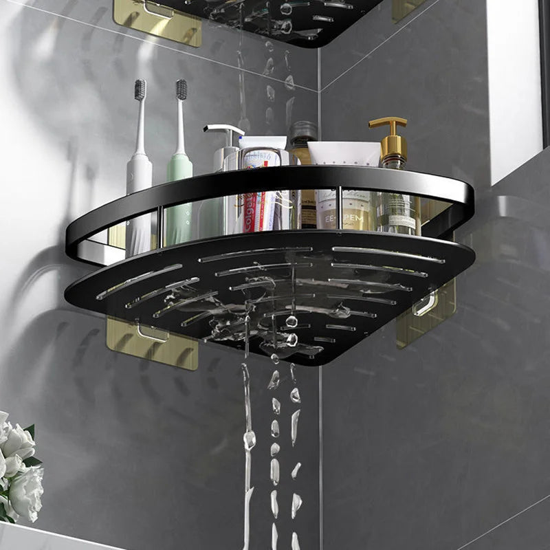 Bathroom Shelf Aluminum Alloy Shampoo Rack No Drill Corner Storage Organizer