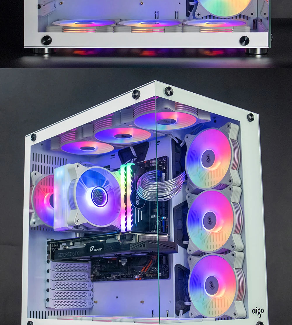 Aigo AR12 White 120mm RGB Fan Cooling Kit for PC Gamer