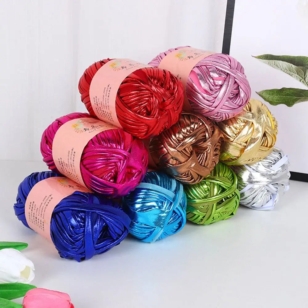 Imitation Leather Crochet Yarn For DIY Hand Knitting Magic Color