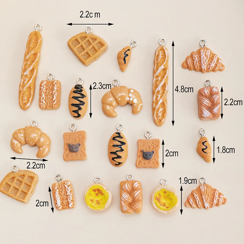 20pcs Lot Mixed Simulation Bread Cake Food Charms for DIY Jewelry