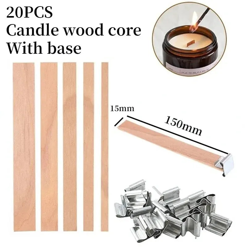 20pcs Wooden Candles Wick DIY Candle Making Kit Smokeless