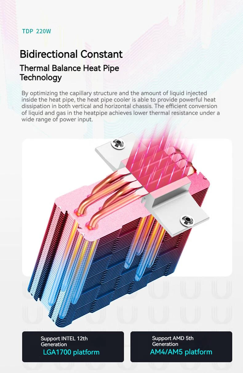 DEEPCOOL AG400 CPU Air-Cooling Radiator 4 Heat Pipes Dual Fan 2000RPM for Intel LGA1700 1200 115X AMD AM4