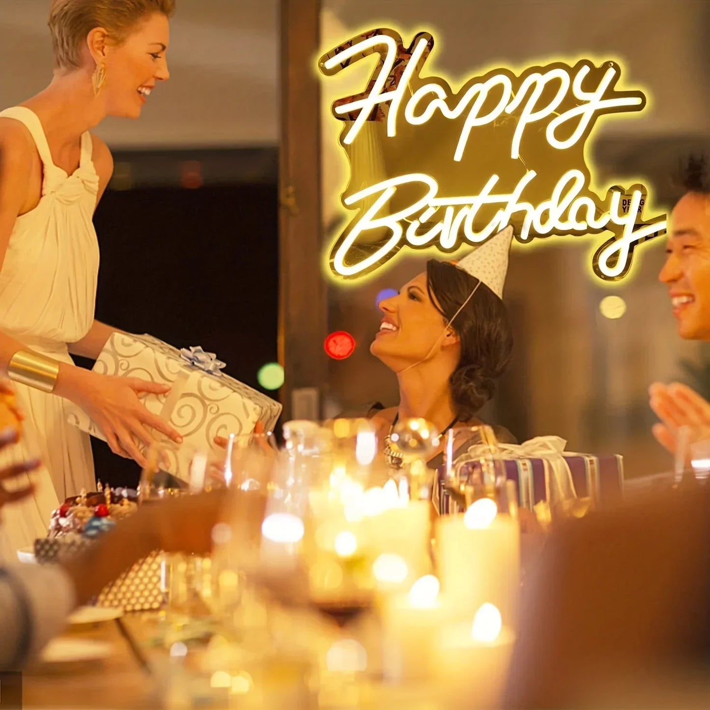 Happy Birthday Neon Sign Dimmable LED Wall Decor Light