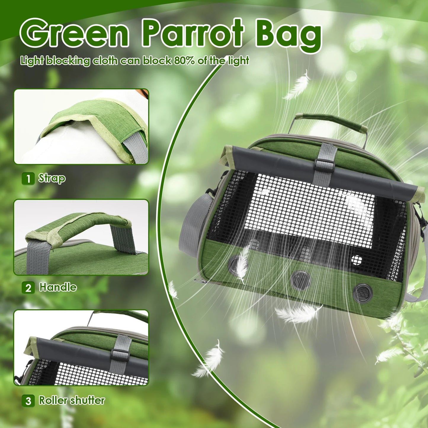Portable Bird Travel Bag Oxford Cloth Bird Carrier Parrot Travel Cage with Tray and Clear Window Travel Bird Raising Supplies