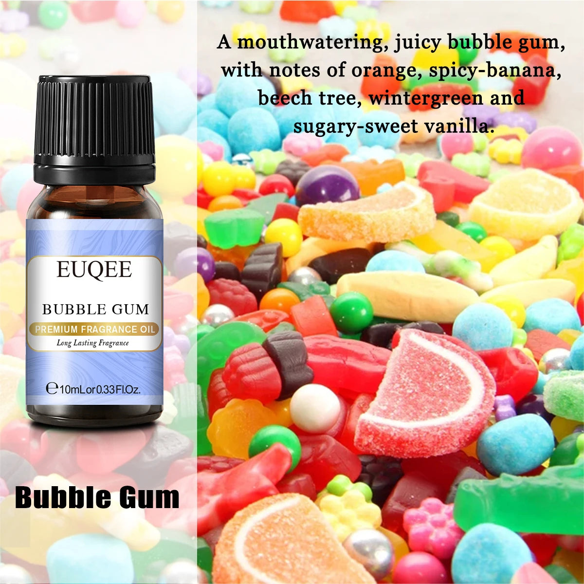 EUQEE 10ML Coconut Vanilla Bubble Gum Fragrance Oil For Candles Soaps and Home Aroma
