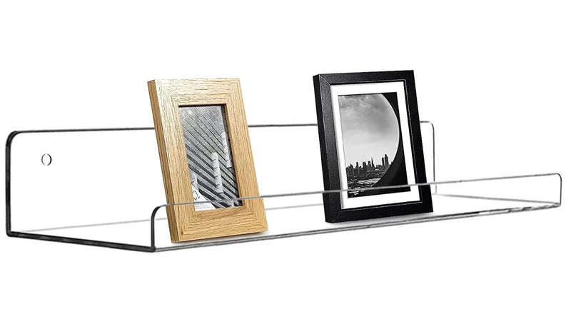 2pc Clear Acrylic Storage Rack Wall Mounted Shelf Organizer