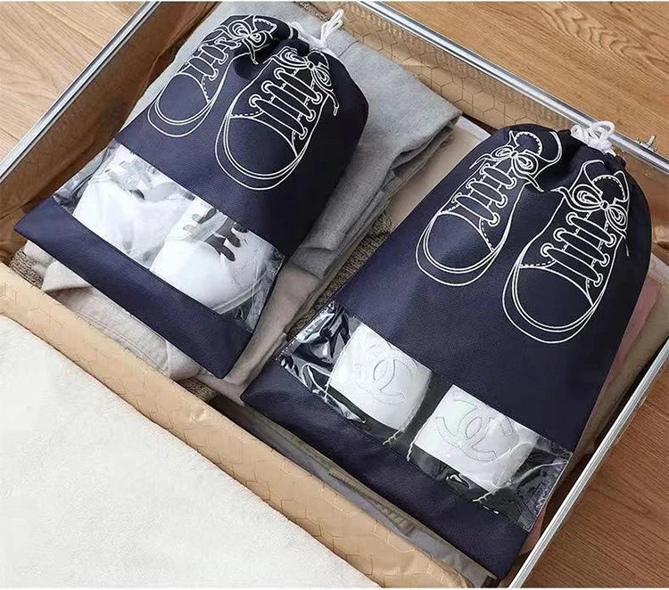 Portable Translucent Matte Non-woven Shoe Storage Bag Dust-proof Travel Organizer