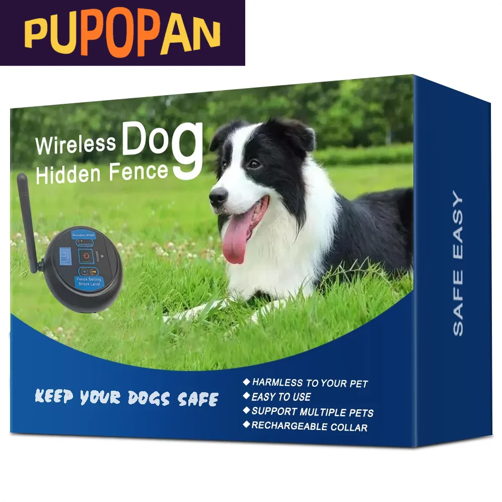 Wireless Dog Fence System with Waterproof Collar Adjustable Shock & Vibration Containment for All Size Dogs 200m Range