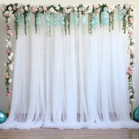 Tulle Backdrop Curtains Set of 2 Sheer Decorative Curtains for Birthday Parties Weddings and Photography