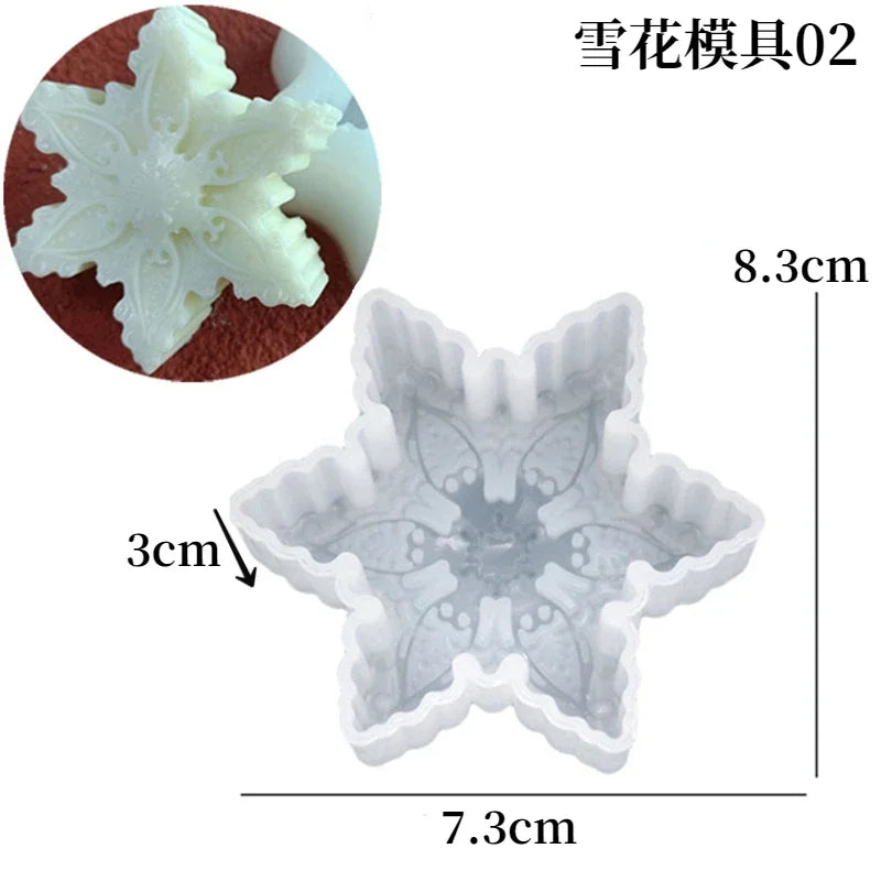 3D Christmas Snowflake Silicone Candle Molds for DIY Soap and Cake Decor