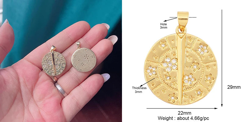 Sweet Colorful Sun Rose Flower Charm Pendant 18K Gold Necklace