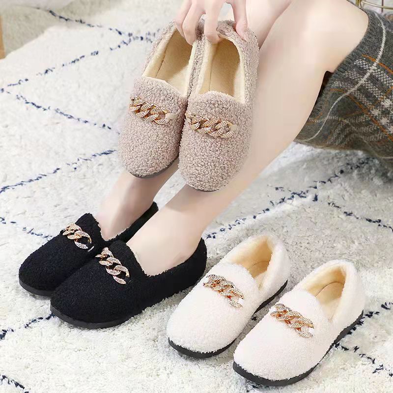Womens Slippers Warm Plush Lining Slip On Moccassins 2023