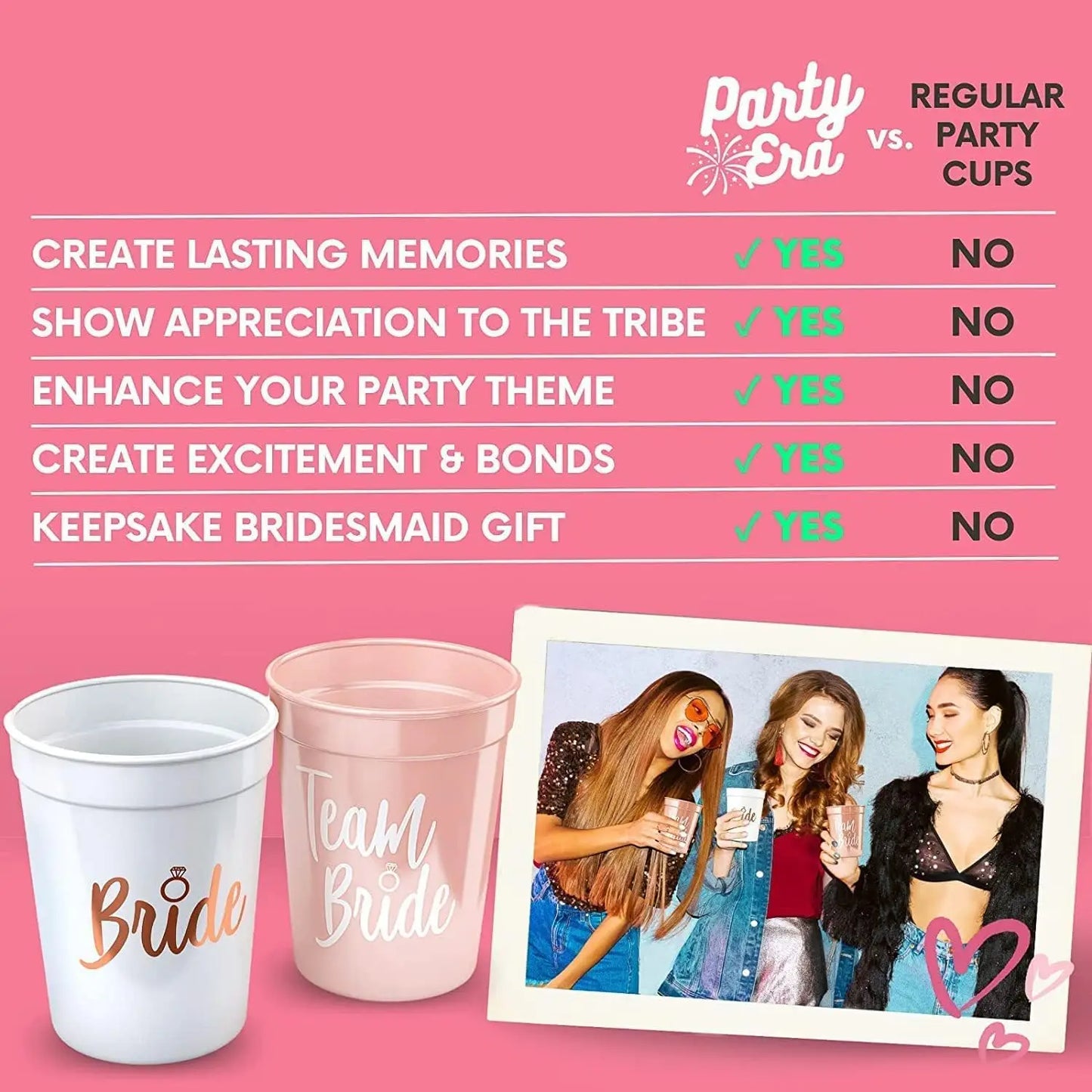 Bachelorette Party Team Bride Plastic Drinking Cups Set for Bridal Shower and Hen Party Supplies
