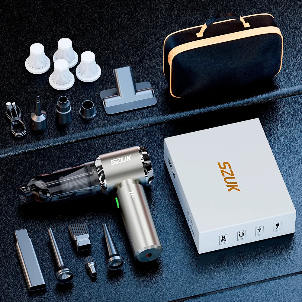 SZUK C012MAX Wireless Portable Car Vacuum Cleaner with Strong Suction Mini Handheld Design for Home and Vehicle Use