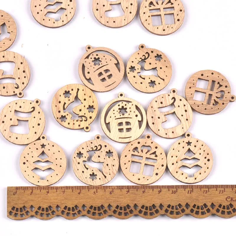 Bear Flower House Natural Wooden Chips for DIY Scrapbooking