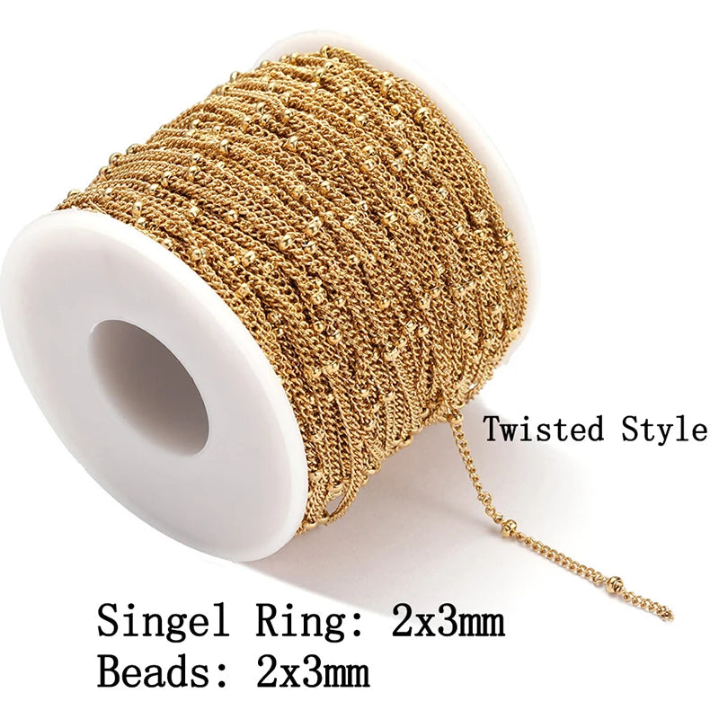 2Meters Stainless Steel Link Cable Gold Chains for DIY Jewelry