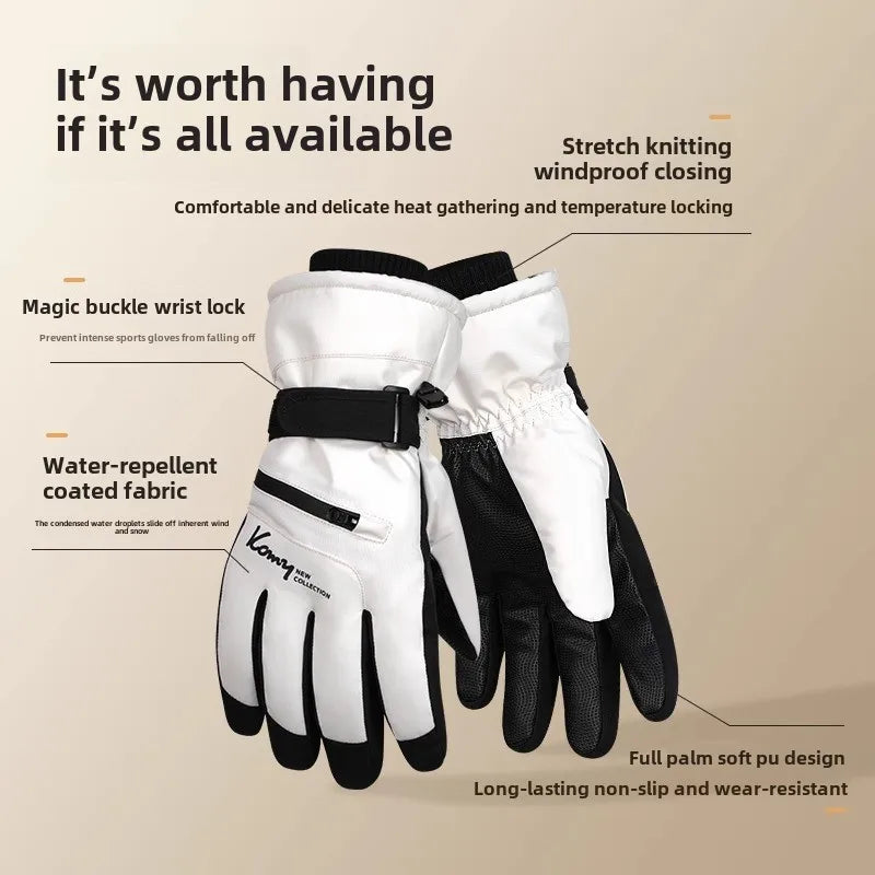 Non Slip Touch Ski Gloves Waterproof Pocket Warm Unisex Snowboard Accessories