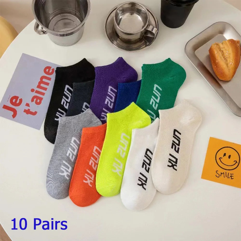 8 Pairs Women/Men Boat Socks Invisible Low Cut Non-slip Casual Breathable