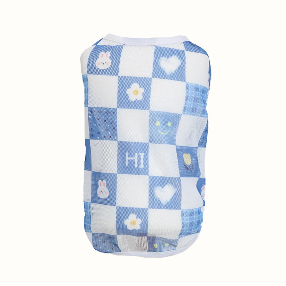 Pet clothing original cartoon cute summer westernized thin cat and dog clothing breathable mesh vest cat clothing