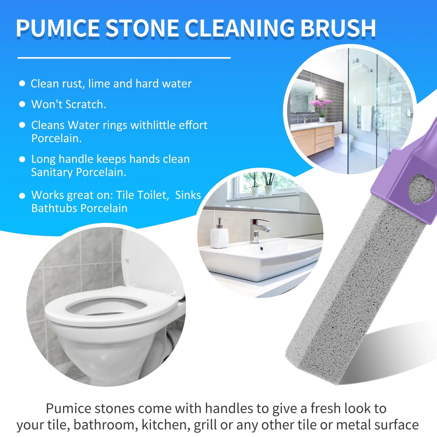 15 Piece Pumice Stone Toilet Bowl Cleaner Set with Ergonomic Handle for Effortless Bathroom Cleaning