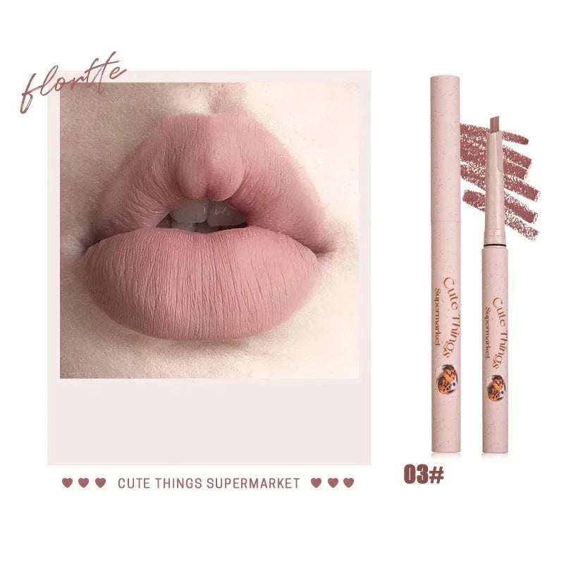 Flortte Waterproof Matte Lipliner Lip Pencil Double Ended Moisturizing Contour Tint for Long Lasting Non-Stick Finish