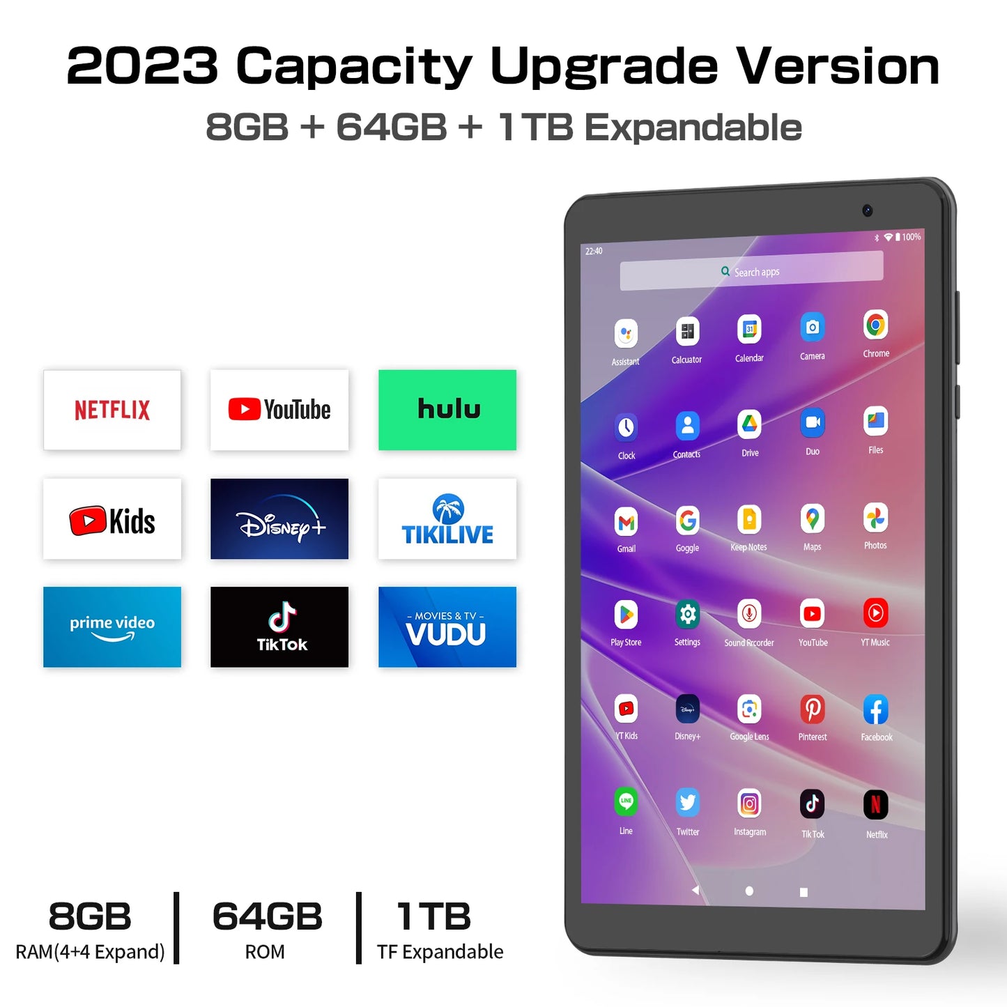 PRITOM 8 Inch Tablet Android 13, 8GB RAM, 64GB ROM, WiFi