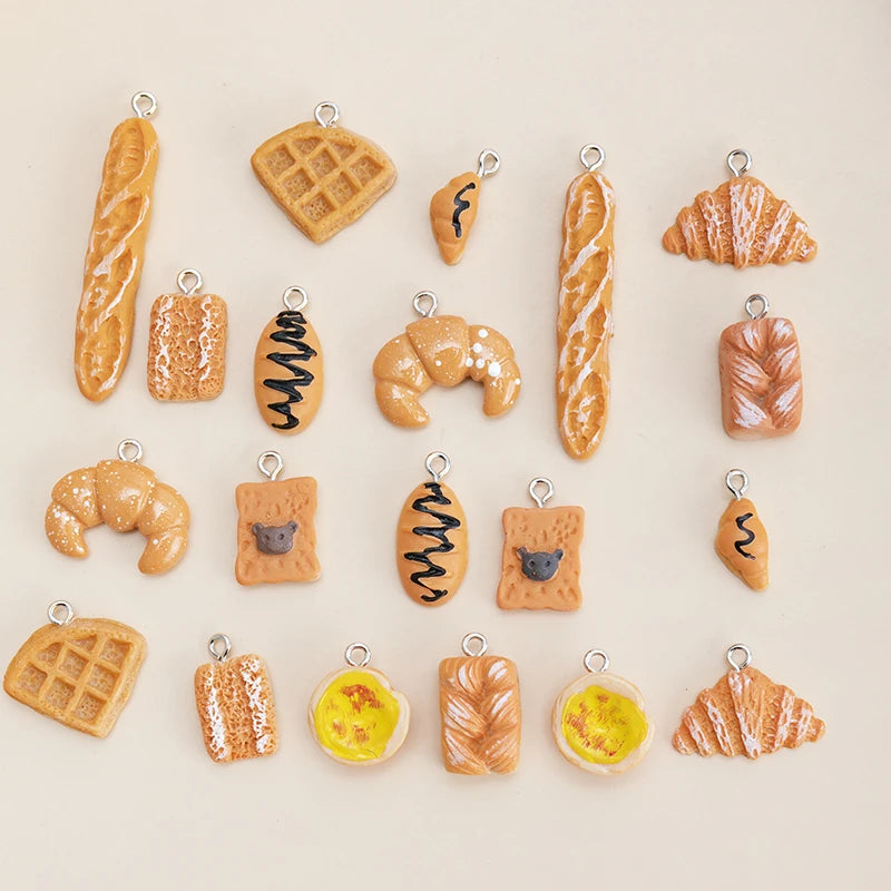 20pcs Lot Mixed Simulation Bread Cake Food Charms for DIY Jewelry