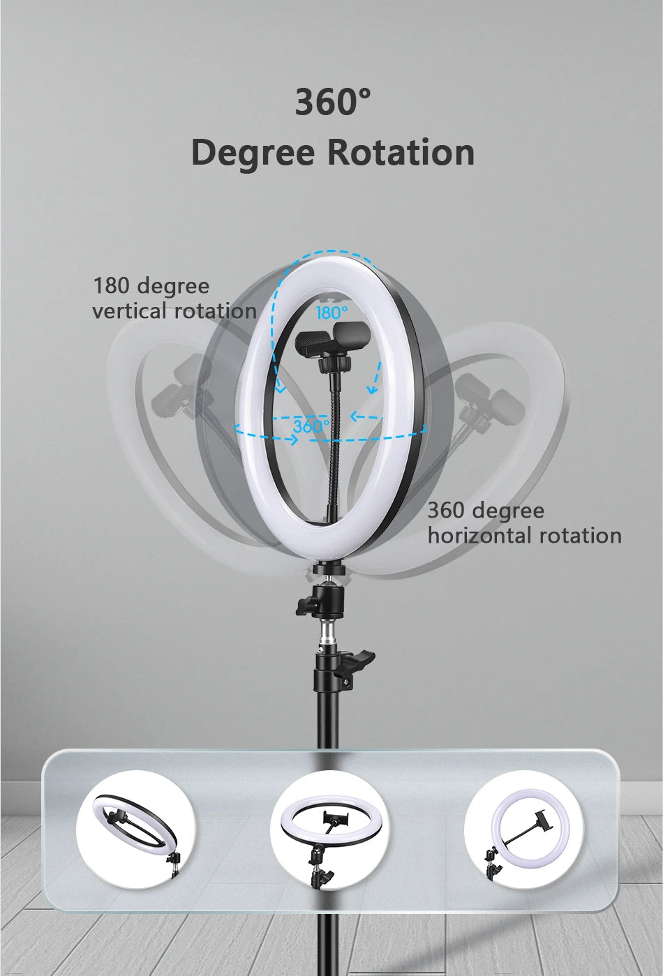 10in 26cm RGB Selfie Ring Light with Tripod Phone Holder