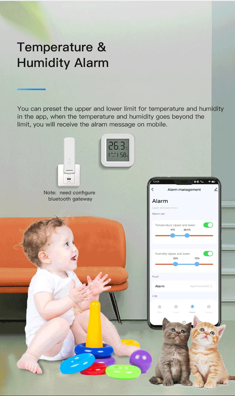 Sensor de temperatura y humedad inalámbrico Tuya Smart MINI con pantalla LCD, termómetro e higrómetro, aplicación remota para hogares inteligentes