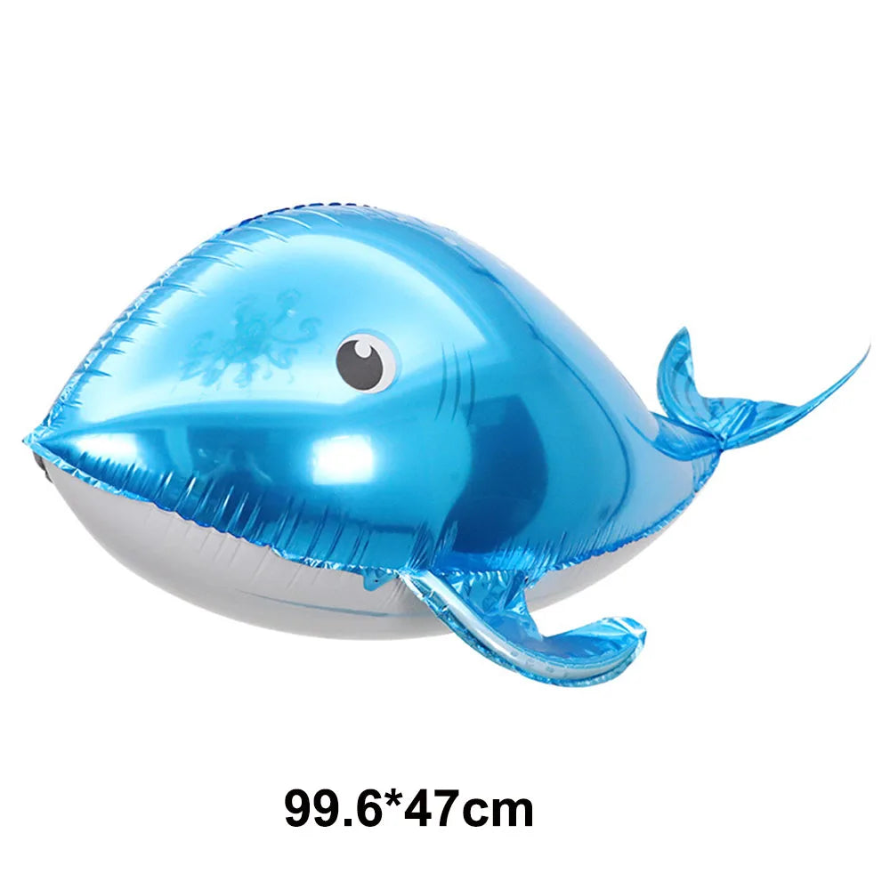 4th Birthday Sea Animal Decoration Blue Foil Balloon 32inch