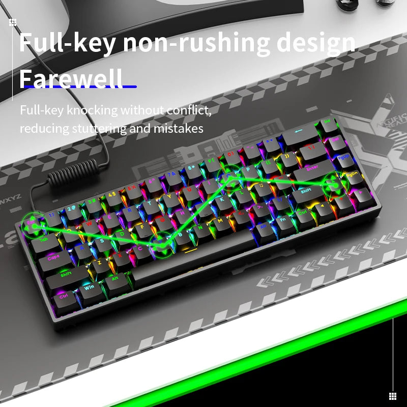 SOREX AK68 Mechanical Keyboard 68 Keys Wired Hot Swap Custom Gasket Gaming Keyboard for PC and Laptop