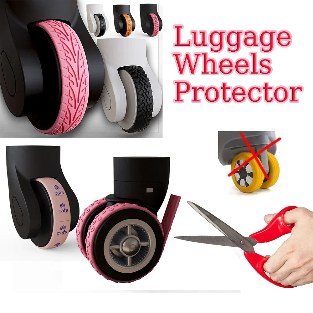 4PC Silicone Suitcase Wheel Protection Case for Quiet Travel