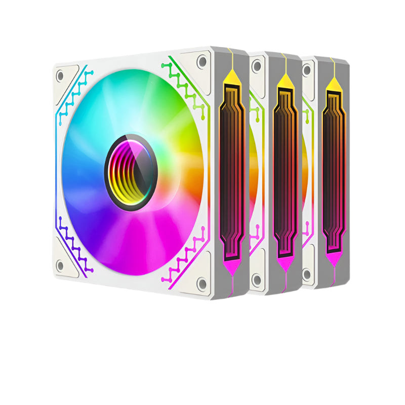 Ventilador para caja de PC TEUCER Prism12025 de 120 mm, 5 V, 3 pines, ARGB, efecto de luz de espejo cíclico, PWM, 800 a 2000 RPM, juego de 3 piezas
