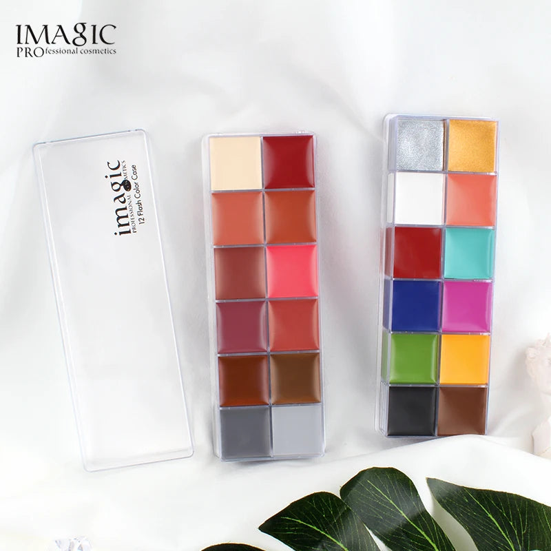 IMAGIC 12 Colors Flash Tattoo Face and Body Paint Set for Halloween Parties and Fancy Dress Makeup